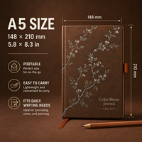 Carnet A5 personnalisable en PU, couverture rigide texturée, pages vierges, reliure cartonnée, marque-page ruban, attache stylo, pour écriture quotidienne