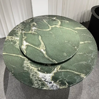 Table à manger ronde en marbre vert Verde avec plateau tournant et base cannelée, style moderne et luxueux, pour salle à manger et salon, directement du fabricant