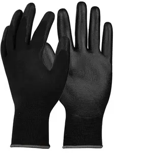 Black Anti Slip Customized Logo PU Safety Gloves For Industrial