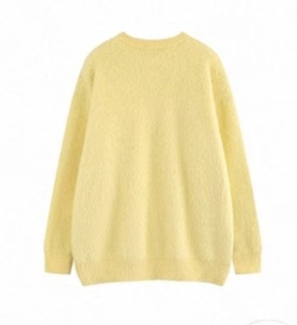 <strong>Yellow</strong> Acrylic Polyester Nylon Crocheted Casual <strong>Women's</strong> Long-sleeved Spring Fashion <strong>Jumper</strong> with Bows Quick Dry Warm - Product Image 4
