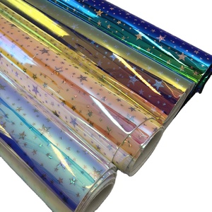 Tela de vinilo de TPU holográfica iridiscente de alta calidad con estrellas para bolsos, zapatos, artesanías - Product Image 1