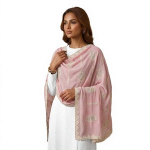 Wholesale Custom Leaf Embroidery Lace Trim Breathable Cotton Women Shawl Daily Wear Scarf Wrap Bulk - Product Image 3
