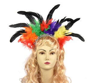 HS gros costume faisant des plumes extension de cheveux mode bleu <span class=keywords><strong>plume</strong></span> <span class=keywords><strong>indien</strong></span> coiffure chapeau pour la décoration de fête de carnaval - Product Image 3