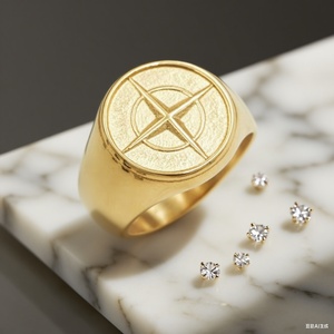 Bagues vintage avec motif boussole gravé, bijoux ajustables tendance pour hommes et femmes, pour les fêtes, le quotidien, ou comme cadeau - Product Image 4