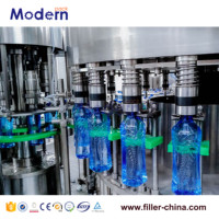 Machine de remplissage de bouteilles d'eau potable pure et de boissons chimiques en PET, entièrement automatique, 3000-4000 BPH, multi-tailles de bouteilles, 3-en-1, avec PLC réglable