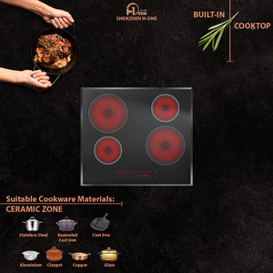Placa de Cocina Vitrocerámica Eléctrica Radiante Grande de 4 Quemadores H-One, Negra, 60 cm, Integrada - Product Image 4
