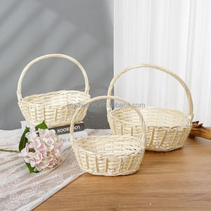 JY Luxury White Lace Wedding Gift <strong>Basket</strong> Flower Girl <strong>Basket</strong> with Handle Circle Shape for Candy <strong>Storage</strong> and Wedding <strong>Decor</strong> - Product Image 2