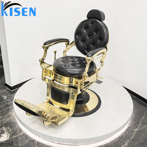 Poltrona Reclinabile Moderna Girevole per Barbiere e Salone, Sedia da <span class=keywords><strong>Parrucchiere</strong></span> Dorata per Uomo, Robusta e Resistente - Product Image 4