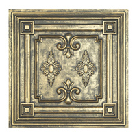 Plafonds en PVC de style campagnard, panneaux muraux 3D en relief, panneaux décoratifs ignifuges pour usage hôtelier, or antique PL63