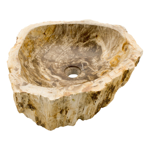 Lavabo de salle de bain en bois fossile naturel brun vieux de plusieurs milliards d'années - Product Image 2