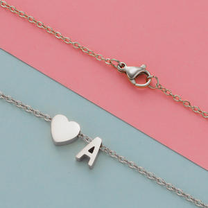 Collar de corazón personalizado para parejas, joyería con letras de acero inoxidable chapadas en oro, gran oferta - Product Image 3