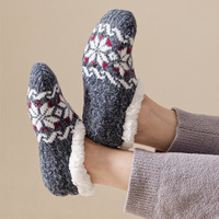 Chaussettes-pantoufles d'intérieur chaudes et épaisses en polaire de mouton avec semelle antidérapante et motif ethnique pour homme et femme, collection 2026