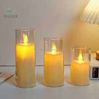Bougie LED sans flamme à pignon mobile, diamètre 7,5 cm, à piles, en cire véritable, pour décoration de mariage et de fête d'anniversaire - Grande Vente