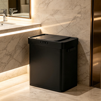 Poubelle intelligente sans contact infrarouge automatique WEIHAO noire, grande capacité, étanche, avec capteur, pour salle de bain, bureau