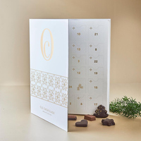 Boîte de calendrier de l'avent en chocolat avec feuille d'or personnalisée, 24 portes, emballage cadeau de Noël de luxe en forme de livre magnétique
