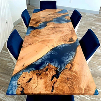 En stock, meubles de salon personnalisés, table de conférence en bois de noyer noir 24 pouces x 4 pouces, ensemble de 4 chaises, résine époxy