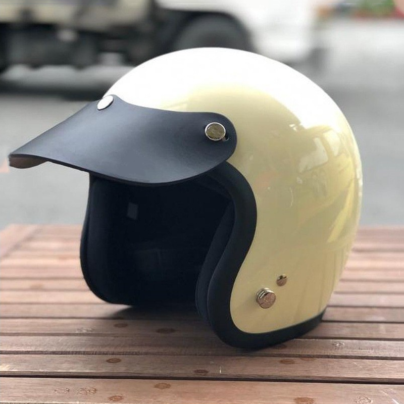 Unisex Motorcycle Helmet Brim Leather Jet