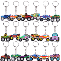 Porte-clés personnalisé pour fête sur le thème des camions, fournitures pour fête d'anniversaire Monster Truck, porte-clés en silicone, décorations et cadeaux pour fête sur le thème des voitures et des camions