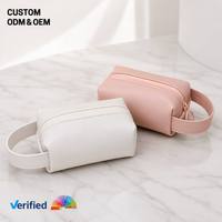Pochette de maquillage et de bijoux portable en cuir PU style Ins pour usage quotidien et voyage, logo personnalisé, vente en gros, OEM, ODM, usine