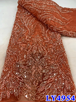 NI.AI Nouveauté Tissu en dentelle française à mailles avec perles et sequins, idéal pour la couture