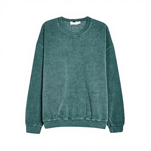 Sweat-shirt à col rond en tricot solide de luxe vintage imprimé délavé à l'acide pour hommes, épais et chaud, polyester/coton pour l'automne - Product Image 4