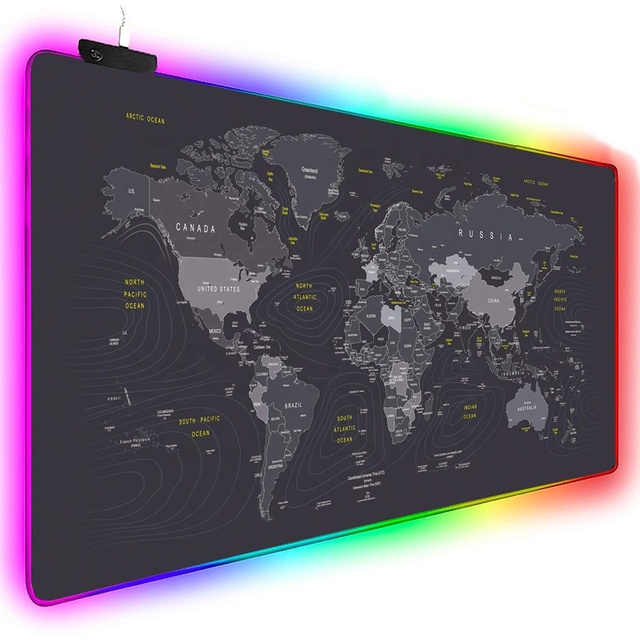 RGB Led Keyboard Pad Mouse Mat with HD Map Smoothly Waterproof Non-Slip Rubber Base 31.5"X 11.8" Light Mouse Pads