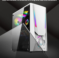 Boîtier PC avec ventilateur RGB, panneau latéral en verre trempé, boîtier PC de jeu ATX, prend en charge les cartes mères ITX MATX ATX