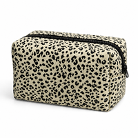 Sac cosmétique en toile de haute qualité beige et noir à imprimé léopard, pochette de rangement portable pour le maquillage, pour les femmes, utilisation quotidienne et en voyage