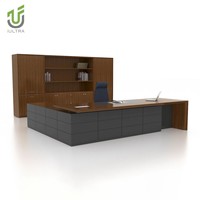 Bureau de direction IULTRA populaire avec retour à gauche, finition grain de bois simple, 63 pouces, taille personnalisable, avec tiroirs, pour entreprise