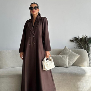 2024 luxe élégant personnalisé dubaï turc <span class=keywords><strong>Les</strong></span> pas cher islamique Abaya Robe tissu lin pour femmes tissu golfe fabrication boutons - Product Image 2