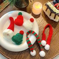 Mini-chapeaux tricotés multicolores pour poupées, décoration artisanale DIY, écharpes et chapeaux pour bouteilles, ornements suspendus pour sapin de Noël