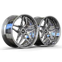 Rines Forjados Viaol de 2 Piezas, Diseño Cromado de Estrella con Borde Profundo, 17x8J 18x9/10J 5x114.3, Compatibles con Toyota Supra y Mitsubishi Lancer
