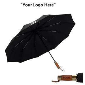 Parapluie pliant entièrement automatique pour homme Ten-Bone, grand modèle, robuste, renforcé, résistant au vent, style simple et élégant - Product Image 3