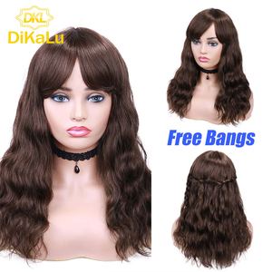 Perruques Wignee en cheveux humains brésiliens Remy, ondulées naturelles, avec frange, pour femmes, densité 150%, sans colle, dentelle transparente - Product Image 4