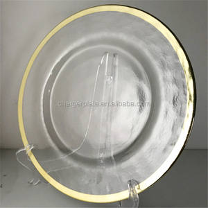 Platos de Cristal para Servir con Borde Metálico en Dorado/Plateado/Morado/Verde para Eventos, Bodas, Navidad - Product Image 2