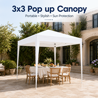 Auvent pliable en acier, imperméable, protection UV, respirant, 3x3m, pour camping, sports de plein air, parasol portable, bouton poussoir