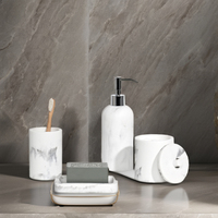 Ensemble d'accessoires de salle de bain en résine Wesmo Hotel, 8 pièces, multifonctionnel, moderne, effet marbre blanc et noir