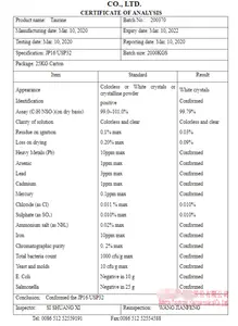 2022 गर्म बिक्री प्राकृतिक Taurine गुणवत्ता की गारंटी और सबसे कम कीमत Taurine पाउडर