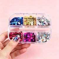 6 Grilles de Paillettes Carrées Iridescentes pour Ongles, Flocons Holographiques à Motif Damier, Décorations Colorées Rectangulaires pour Nail Art