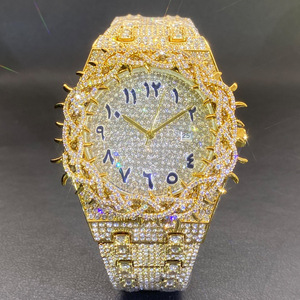 Orologio di Lusso Iced Out con Cassa e Quadrante Completamente Tempestati di Diamanti, Bracciale con Lunetta Ottagonale, Orologio da Polso al Quarzo, Regalo per Uomo - Product Image 4