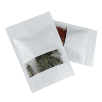 Sacs personnalisés en papier kraft blanc pour emballage alimentaire de bonbons et snacks, sacs refermables à fenêtre et fermeture éclair