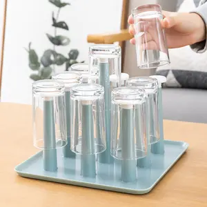 A2992 Household 9 Water Cup Draining Holder Rotating Storage Display Tray Holder Rack Bar Inverted Hanging Glass Cup Shelf