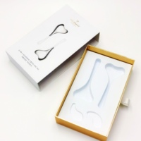Boîte d'emballage personnalisée en gros avec logo, boîte rigide avec doublure en mousse pour coffret cadeau de soins de la peau Gua Sha et rouleau de jade