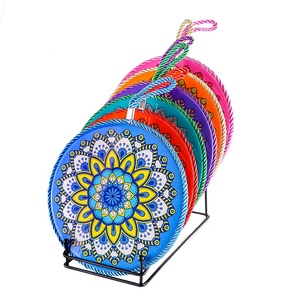 Rond décoratif en céramique plats avec liège retour coussin chauffant <span class=keywords><strong>dessous</strong></span> ensemble pour la coutume imprimée - Product Image 1