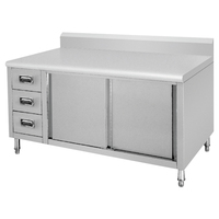 Restaurant Déjeuner En Acier Inoxydable Cuisine Plaque Chauffante Armoire Plat Chaud Chauffe Table Armoire Table De Préparation Des Aliments Avec Portes Coulissantes