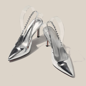 Zapatos de Vestir para Mujer, Tallas Grandes, Cómodos, con Tacón de Aguja, Punta Puntiaguda, Diseño Brillante con Pedrería, para Fiesta - Product Image 3