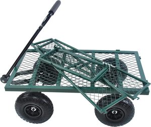 Chariot de jardin en acier personnalisable de 1200 LBS <span class=keywords><strong>Wagon</strong></span> utilitaire en métal à usage intensif Côtés en maille amovibles Chariot de jardin à <span class=keywords><strong>lit</strong></span> plat pour fermes et maison - Product Image 5