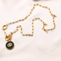 Collier Plaqué Or 18 Carats avec Pendentif Anti-Âge en Acier Inoxydable, Artisanat Émaillé, Accessoires Quotidien, Chaînes de Mode