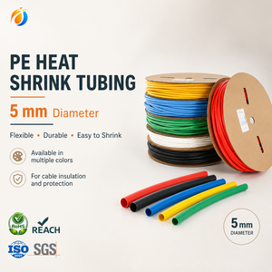 Tubo Termocontraíble de PE de 5mm de Diámetro, Rollo de 100m, Tubo de Poliolefina Impermeable <span class=keywords><strong>para</strong></span> Aislamiento y Protección de <span class=keywords><strong>Cables</strong></span> de Bajo Voltaje - Product Image 1