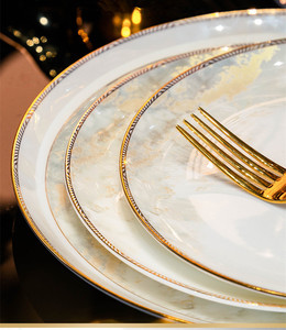 Bộ đồ ăn sứ xương cao cấp mạ vàng, gồm đĩa và bát, 72 món - Product Image 3